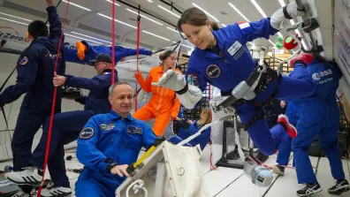 Les astronautes européens, ici Sophie Adenot, s’entrainent aussi à bord de l’Airbus zéro G. Les astronautes européens, ici Sophie Adenot, s’entrainent aussi à bord de l’Airbus zéro G.